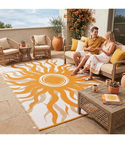 Lush Ambience Outdoor Rug - Waterproof, Washable, Reversible