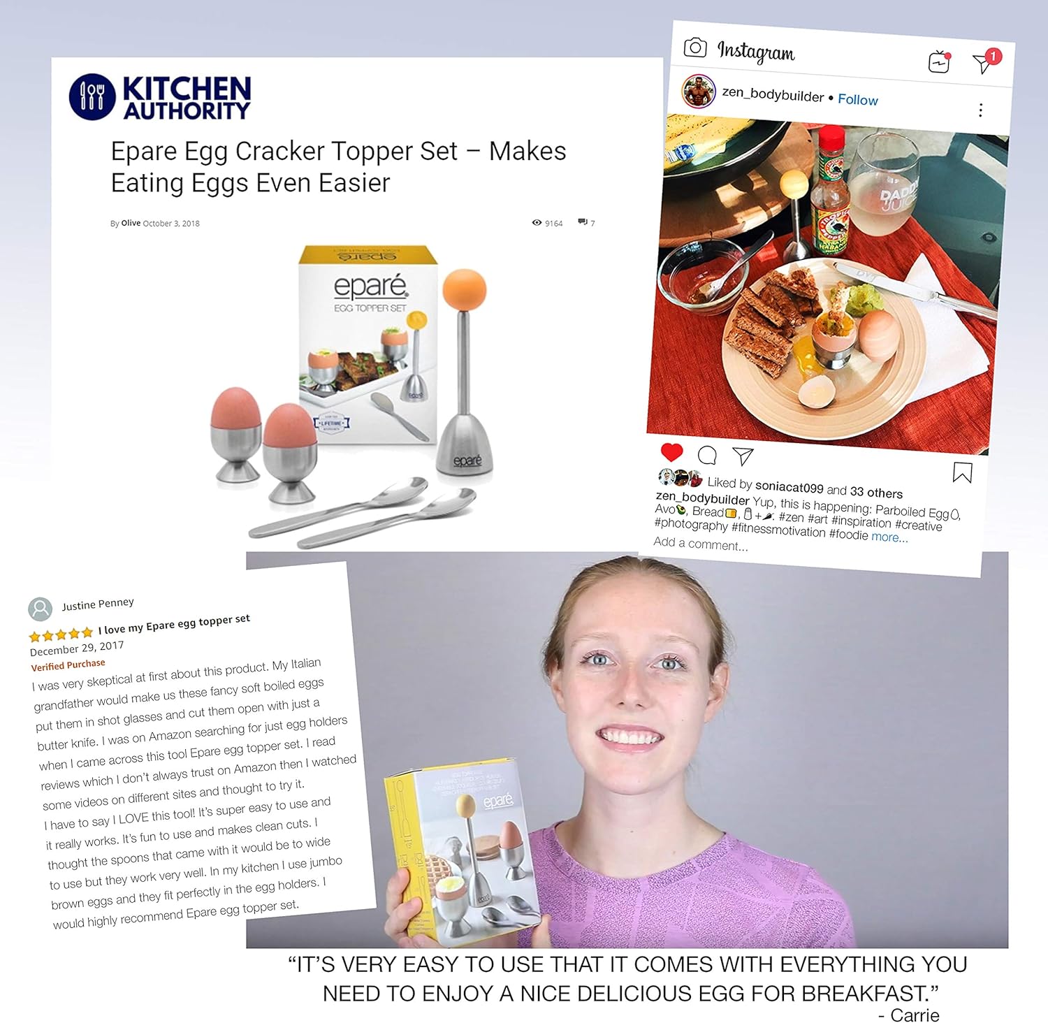 Eparé Egg Cracker Topper Set Complete Soft Boiled Egg Tool Set