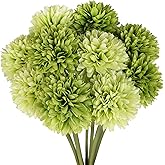 Jim's Cabin Artificial Flowers 10 Pcs Fake Silk Artificial Chrysanthemum Ball Hydrangea Bridal Wedding Bouquet for Kitchen Home Decor…