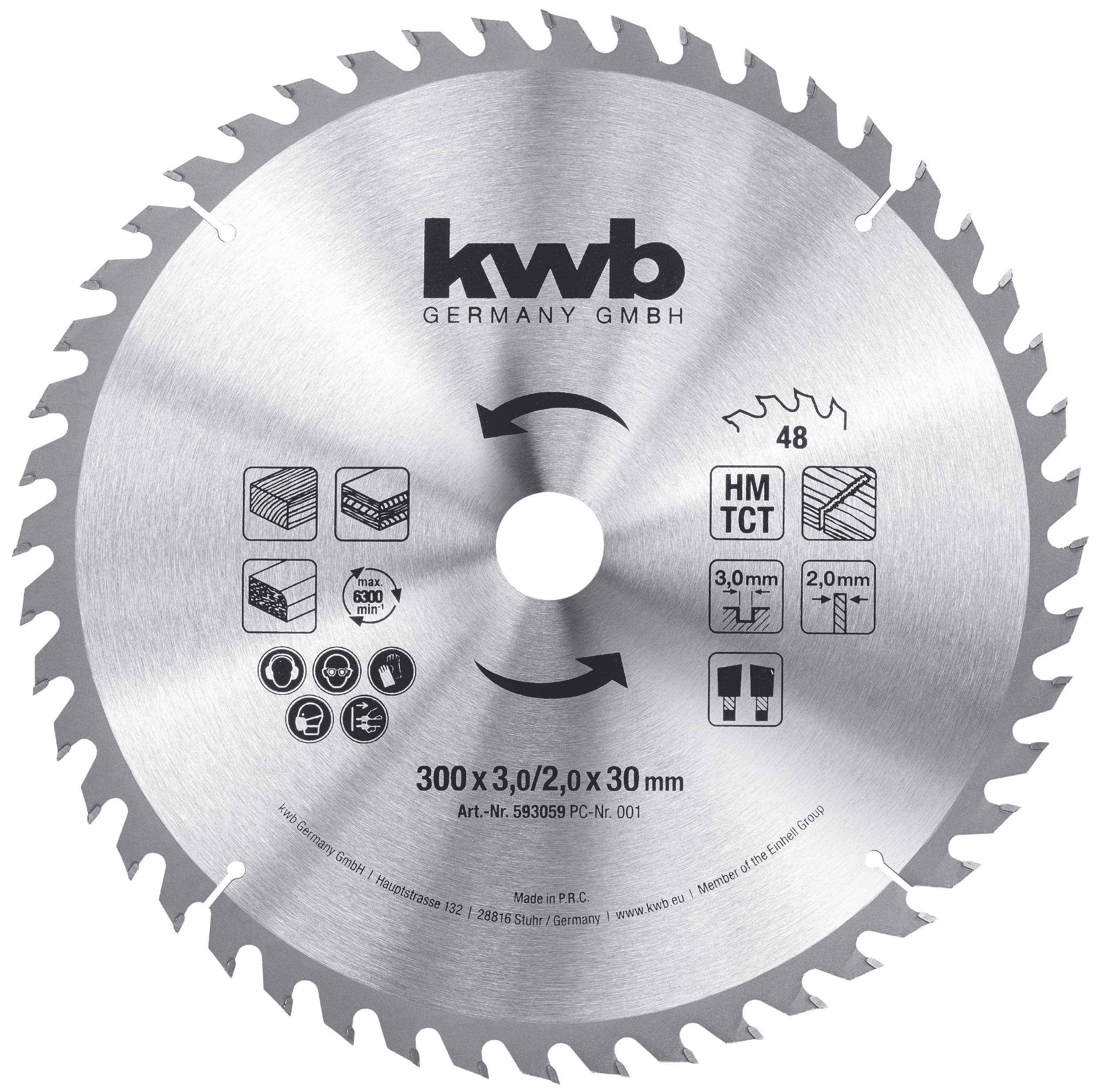 KWB Builders Circular Saw Blade 300 x 30 - Universal Application, Positive Hook Angle, Precise Cutting