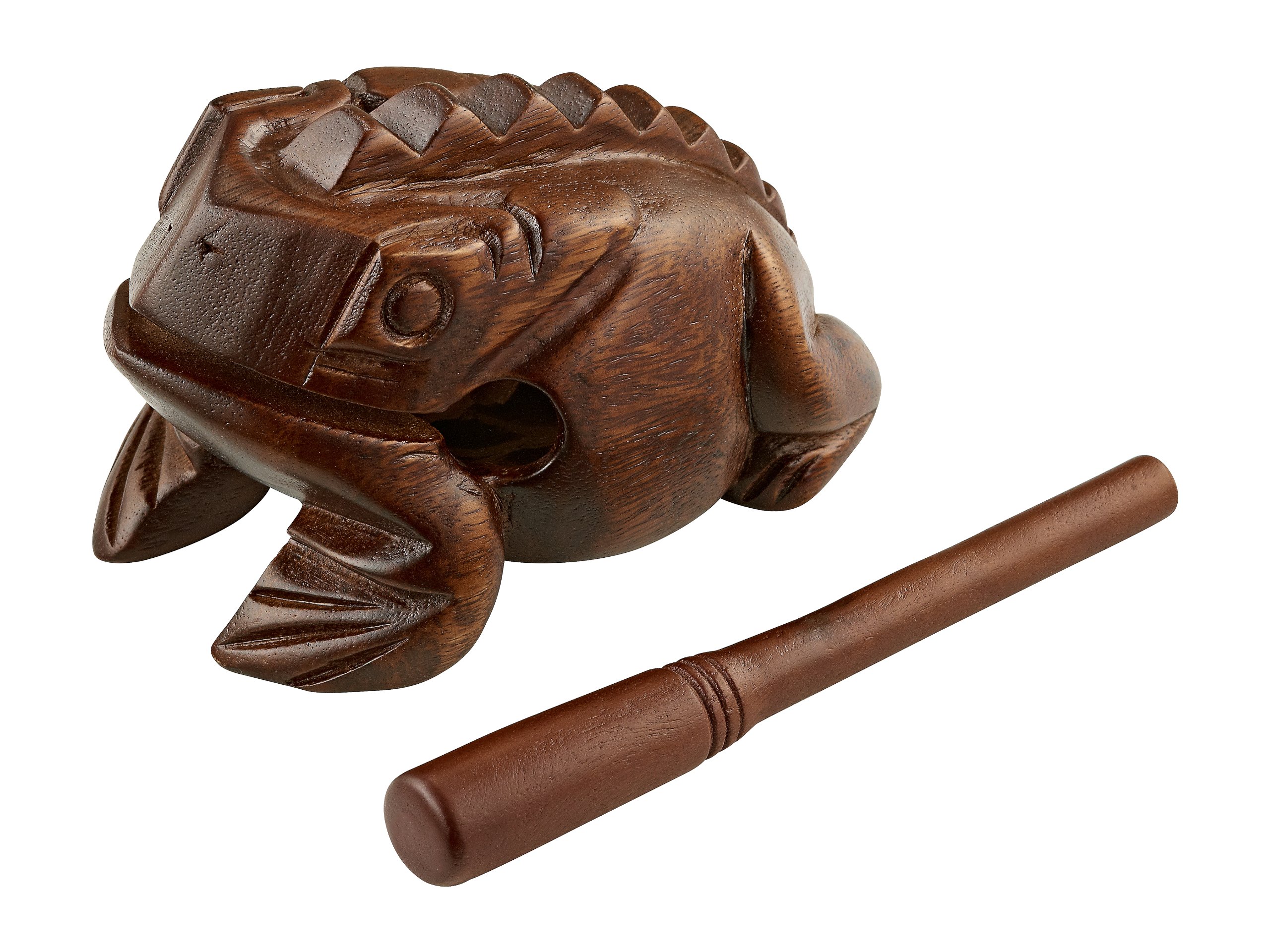 Meinl Percussion Wooden Frog Instrument - Large Guiro in Frog Shape - Including Wooden Scraper - Wood, Brown (FROG-L)