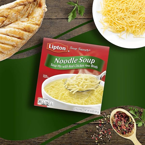 LIPTON SOUP SECRETS INSTANT SOUP MIX FOR A WARM CUP OF SOUP NOODLE SOUP MADE WITH REAL CHICKEN BROTH FLAVOR 4.5 OUNCE (PACK OF 1)