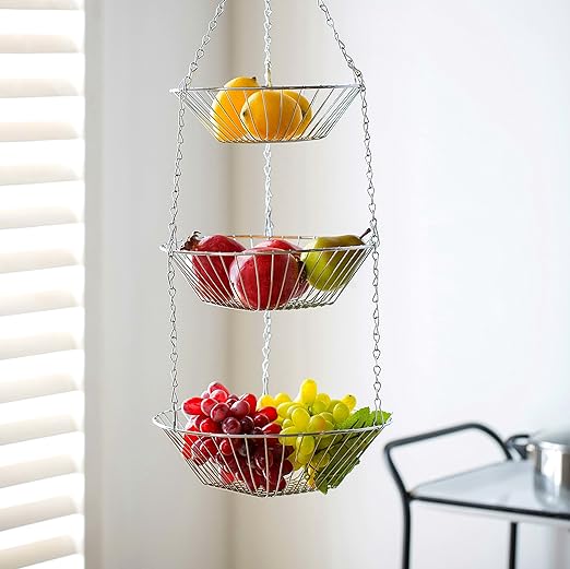 Amazon Com Deppon Wire Hanging Fruit Basket 3 Tiered Detachable