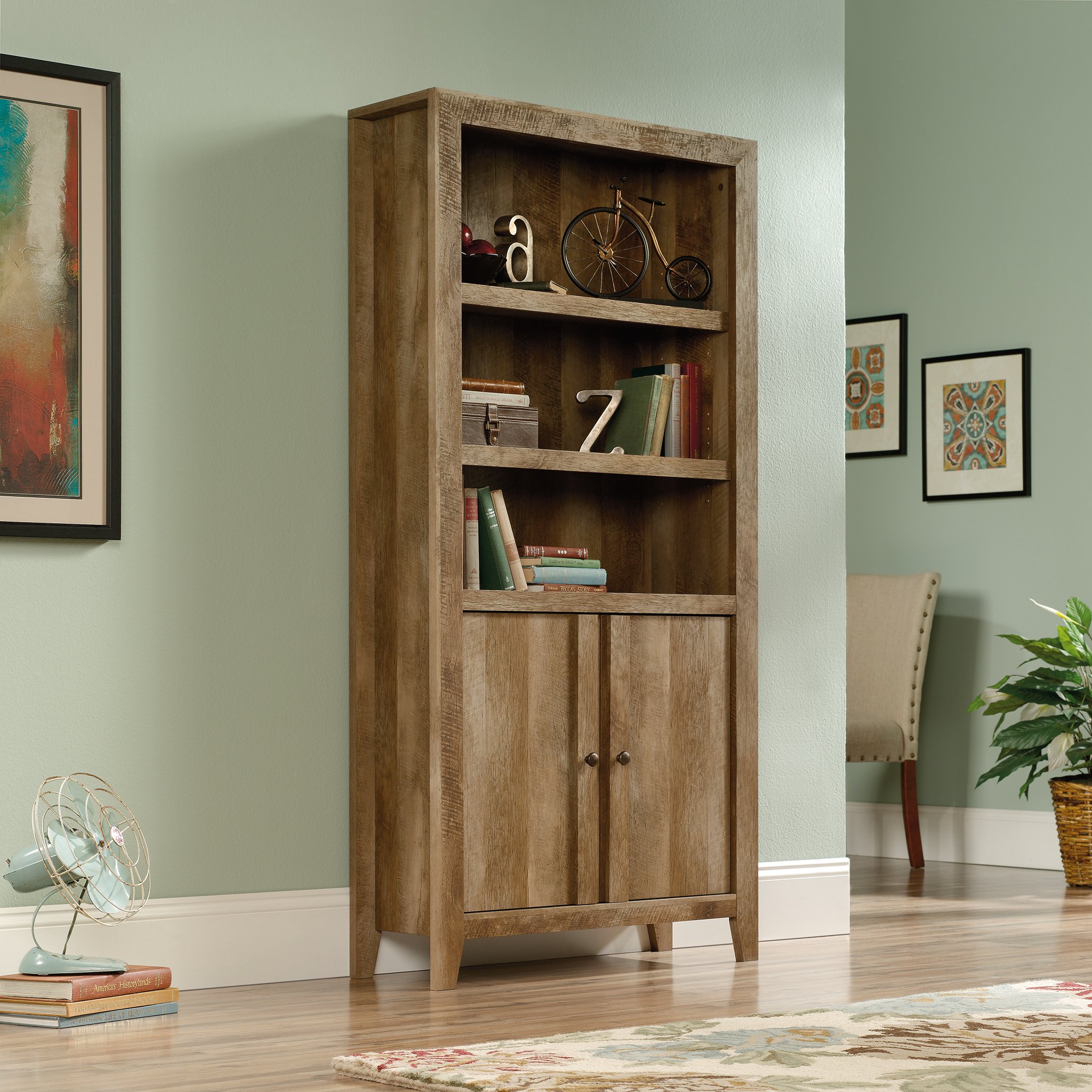 Sauder 420409 Dakota Pass Library with Doors, Craftsman Oak Finish