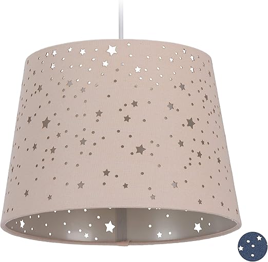 Relaxdays Rosa Kinderzimmerlampe Sterne Hangende Schirmlampe Fur Madchen Sternenhimmel Motiv E27 Runder Stoffschirm Stoff Kunststoff 122 X 27 X 27 Cm Amazon De Beleuchtung