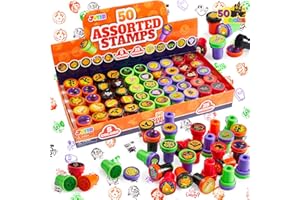 JOYIN 50 Pcs Halloween Stamps for Kids, 25 Designs Assorted Plastic Stamps Bulk, Trick Or Treat Stampers for Halloween Party Favor Gifts, Halloween Goodie Bag Fillers Classroom Game Prizes