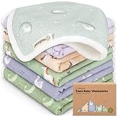 6-Pack Cotton Baby Washcloths for Newborn - Organic Cotton Muslin Soft Wash Cloths for Babies, Infant, Kids, Toddler Towels for Boy, Girl, Super Absorbent Face Cloths, Scratch-free Baby Rags (Lunaris)