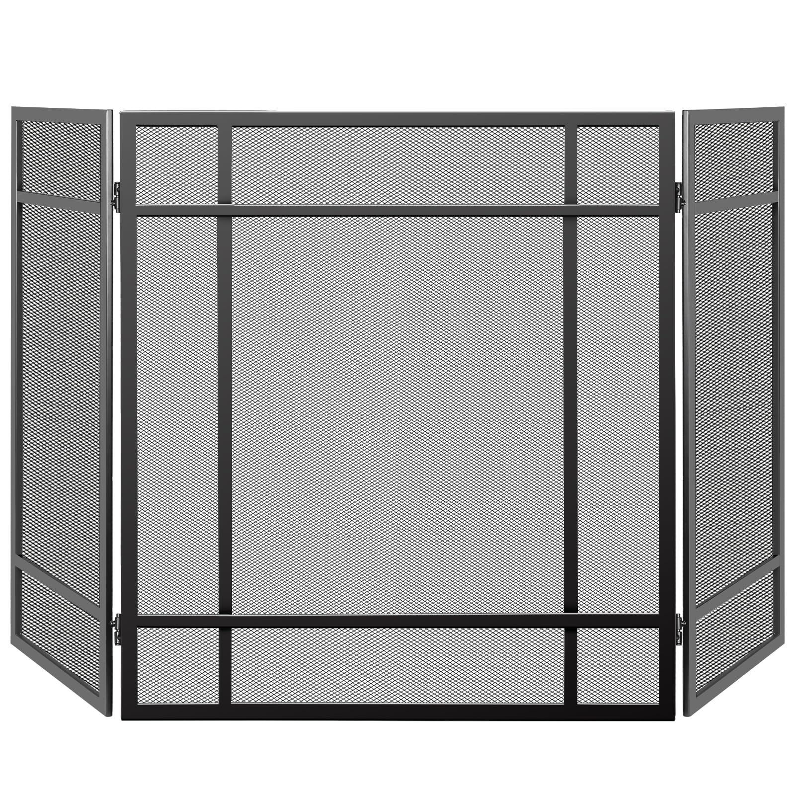 Photo 1 of ATiyyo Fireplace Screen with Metal Mesh Foldable 3 Panel Fireplace Cover for Wood Burning Fireplace Wrought Iron Fire Spark Guard Indoor Outdoor (Black)