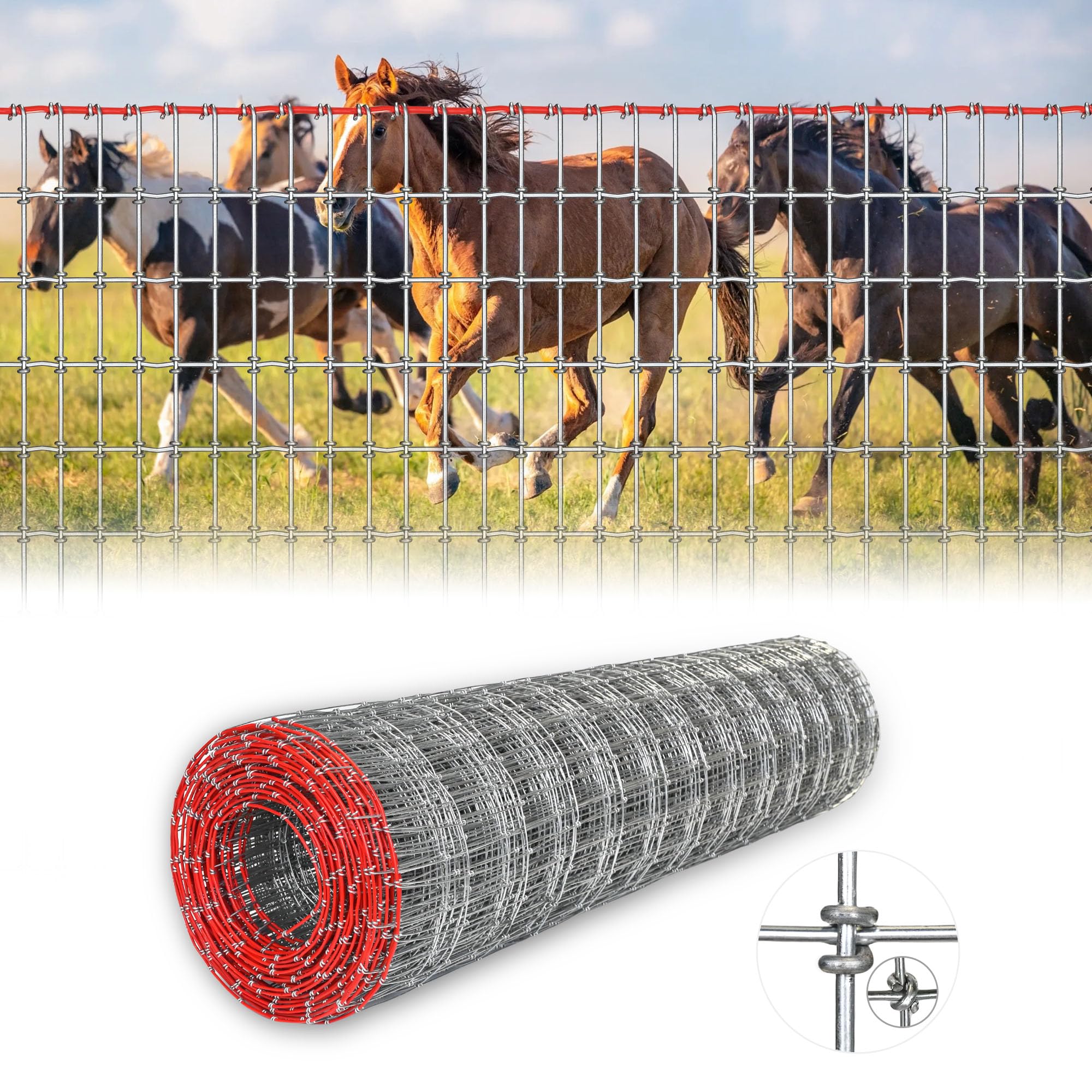 Photo 1 of 4x100ft Heavy Duty Horse Fence, 2x4 Inch Mesh, Rust-Resistant Metal Wire Farm Fencing for Livestock, Pasture, Garden, and Animal Containment