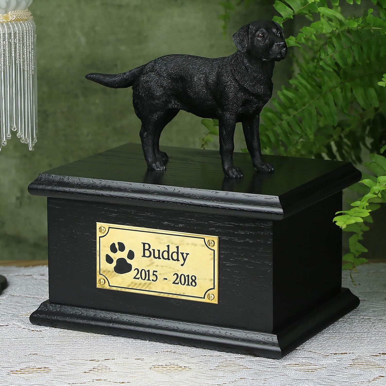 Solid Wood Dog Black, Cremation Urn/Casket, Black Labrador Amazon.co