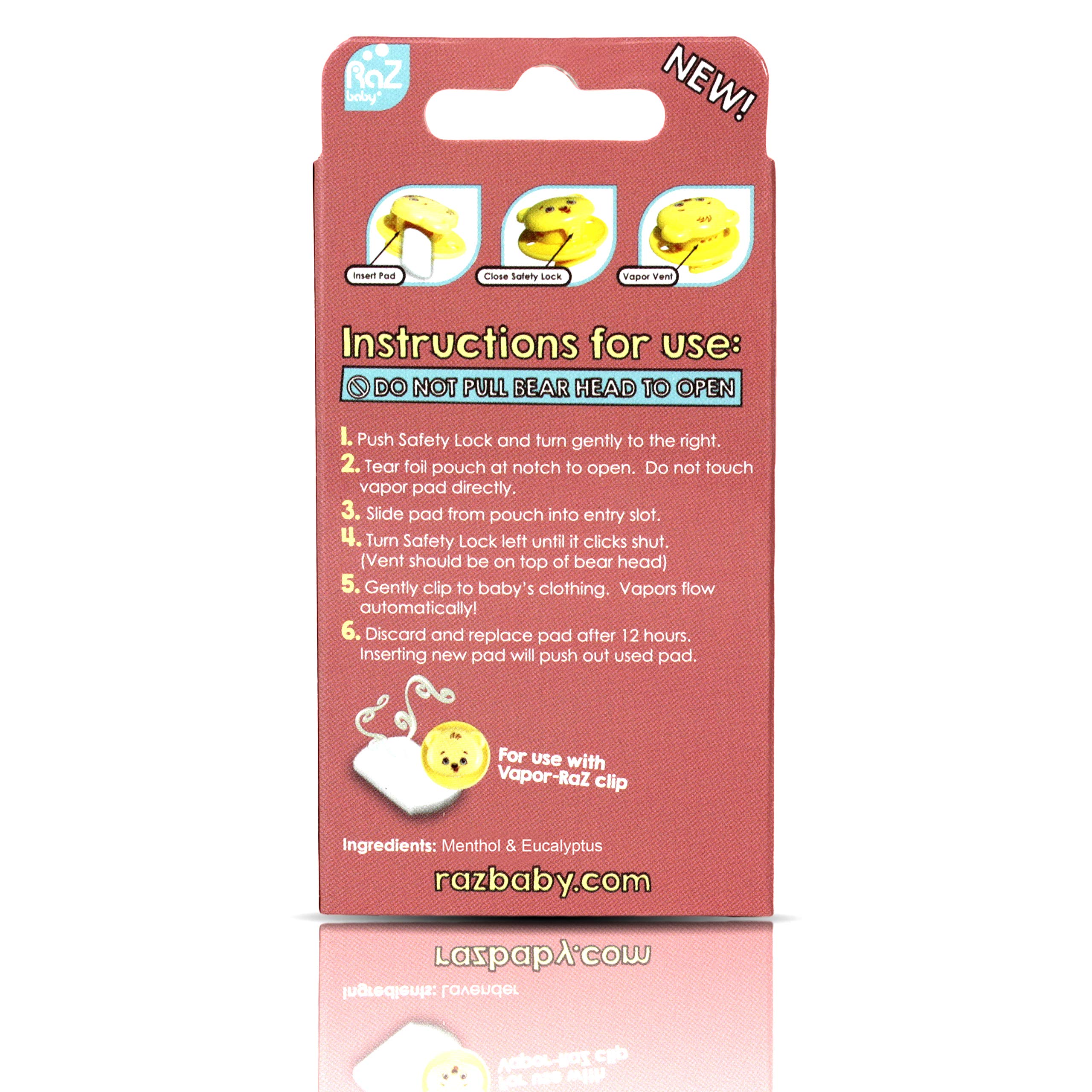 RAZBABY Vapor-RaZ Refills Baby Cough and Cold Relief - Use at Home & on The go/All Natural Menthol & Eucalyptus / 12 Refills