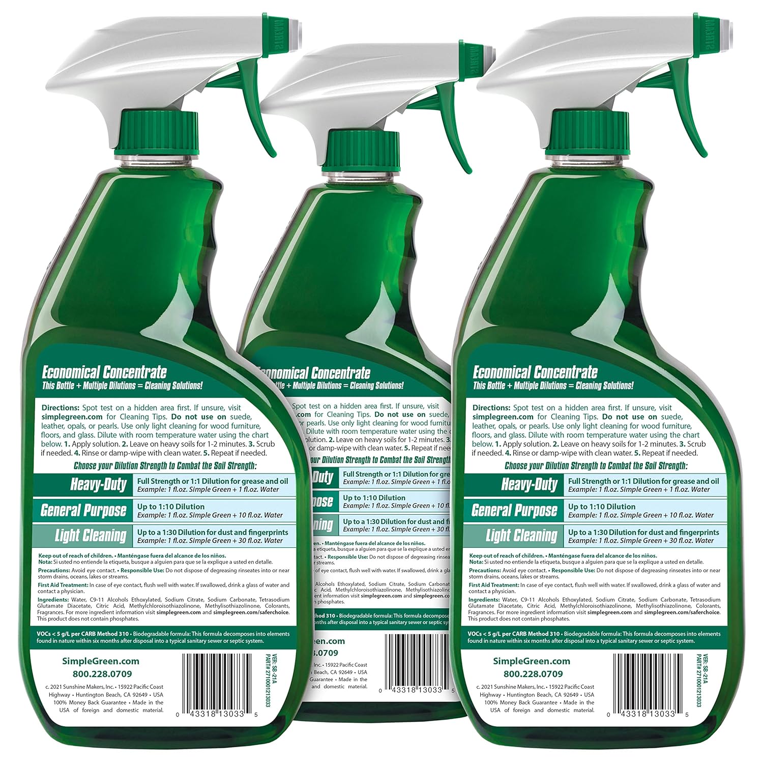 Simple Green AllPurpose Cleaner, 32 Fl Oz (Pack of 3), Original, 96 Fl Oz: Industrial & Scientific