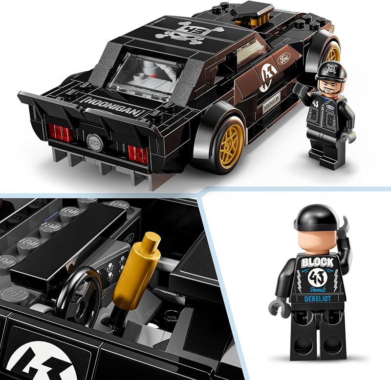 Speed Champions 65 Ford Mustang Hoonicorn V1 de Ken Block - Modelo de Carro de Corrida de Brinquedo de Minifigura de Colecionável - Presente com Potência para Crianças 9+ Anos - 77262