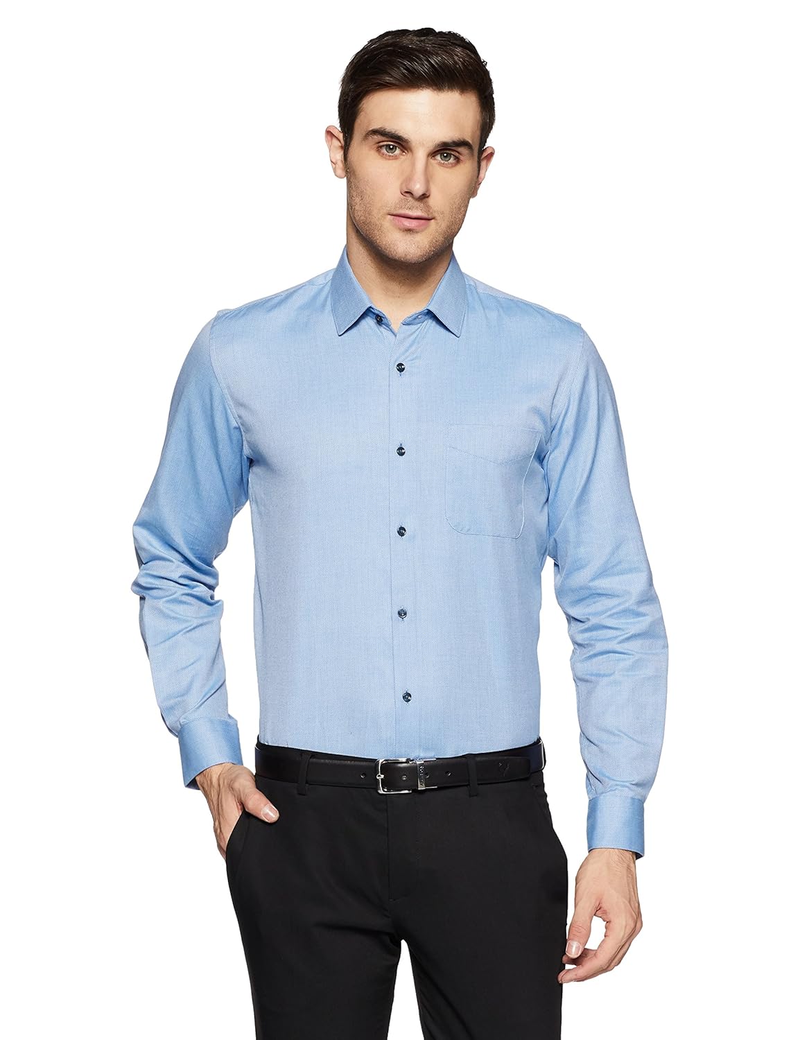 peter england men's plain slim fit formal shirt