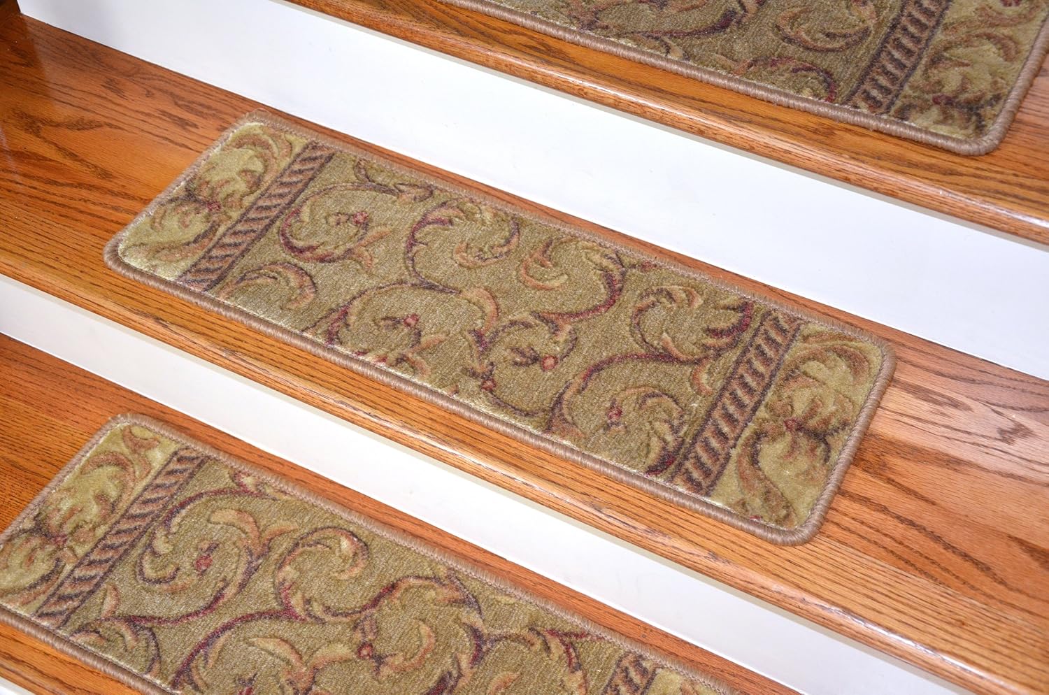 Dean Premium Carpet Stair Treads Meadow Green Scrollwork (13