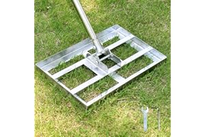 SURMOUNT WAY SurmountWay Lawn Leveling Rake, 17X10inch Lawn Leveler with 6.5FT Adjustable Handle, Heavy Duty&Durable Yard Leveling Rake with Stainless Pole, Lawn Leveling Tool for Garden/Backyard/Golf/Lawn