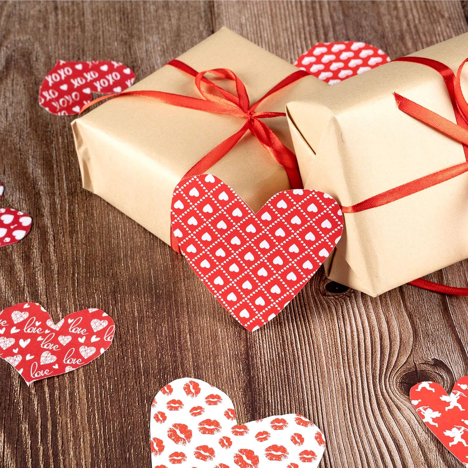 Whaline 60 Sheet Valentine Pattern Paper Set Double-Sided Decorative Paper 5.5 x 8.3 Red Heart Lip Stripe Pattern Premium Specialty Paper Origami Paper for Card Making Die Cuts Scrapbook Gift Decor - Image 5