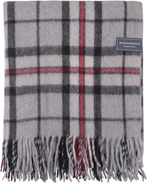 The Tartan Blanket Co. Recycled Wool Blanket Thomson Grey Tartan (150cm