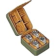 ROTHWELL 5 Watch Travel Case Storage Organizer for 5 Watches | Tough Portable Protection w/Zipper Fits All Wristwatches & Smart Watches Up to 50mm (Green/Tan)