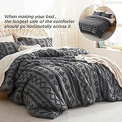 Bedsure Tufted Boho Comforter Set King Size - Dark