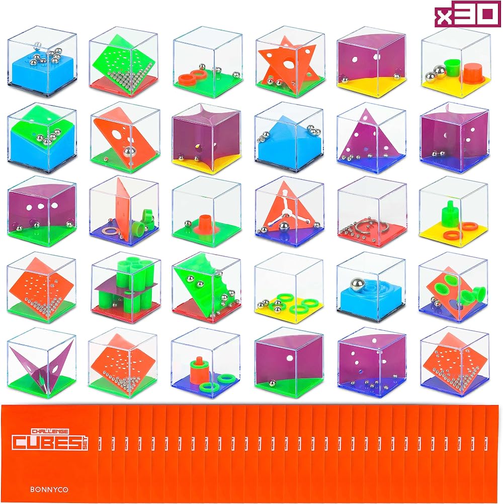 BONNYCO Challenge Cubes Party Bag Fillers 30 Different Puzzles Kids Unisex