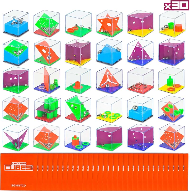 BONNYCO Challenge Cubes Party Bag Fillers 30 Different Puzzles Kids Unisex