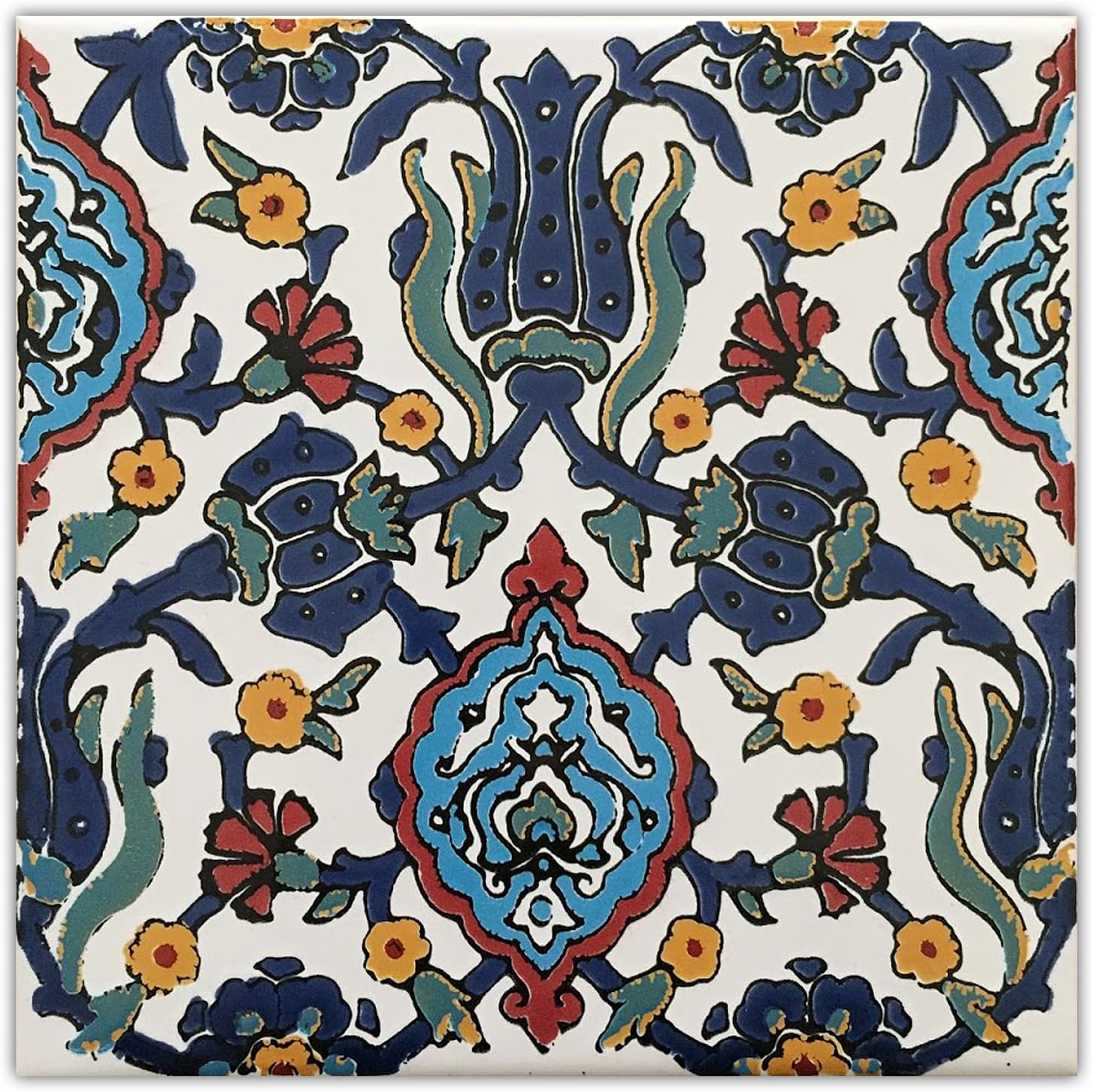 MBark Global [ Spain ] Imported, Handmade Spanish Accent Ceramic Tile - 8" x 8" x .3"