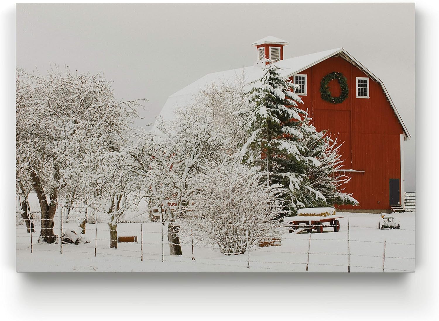 Wall Décor - Renditions Gallery Vintage Abstract Prints for Home Decor Red Snowy Barn Christmas on the Farm Wall Hanging Picture & Prints for Bedroom Dining Living Room Office Home Kitchen Decor - 36