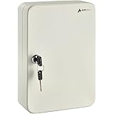 AdirOffice Key Steel Security Storage Holder Cabinet Valet Lock Box (48 Key, White)