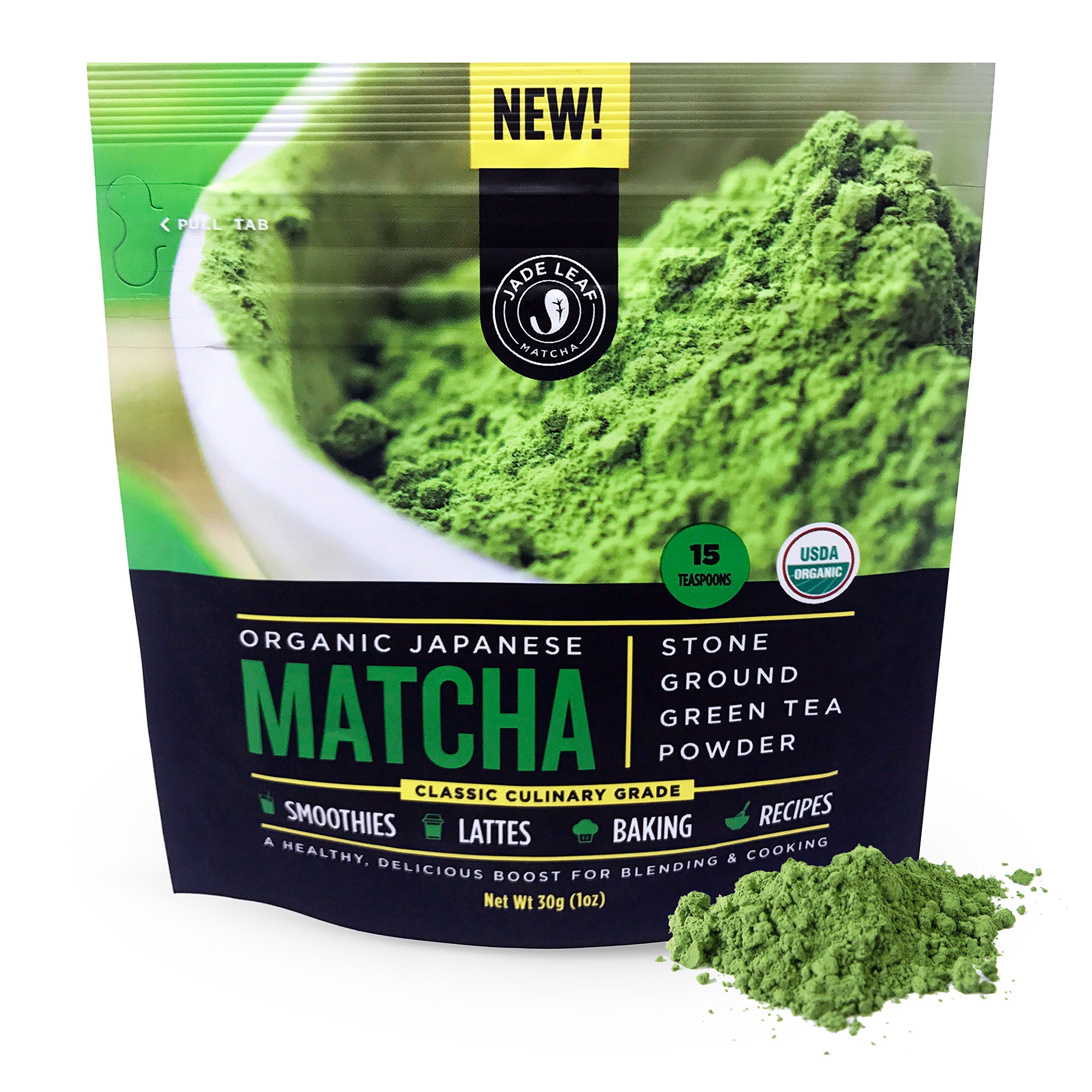 Jade Leaf Matcha Green Tea Powder - USDA Organic, Authentic Japanese Origin - Classic Culinary Grade (Smoothies, Lattes, Baking, Recipes) - Antioxidants, Energy [30g Starter Size]