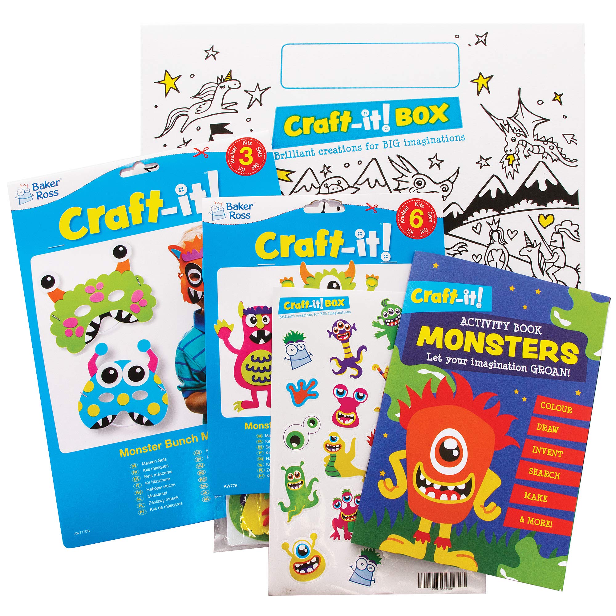 Baker Ross CBS012 Monster Bunch Craft Box - Creative Arts and Crafts Activities for Kids