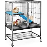 Yaheetech Rolling Single/Double-Story Ferret Cage Small Animal Cage for Chinchilla Adult Rats Metal Critter Nation Cage Black