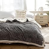 UKELER Sherpa Throw Blanket 60 × 80 inch- Cute Floral Design Soft Plush Fleece Blanket for Bed Couch Sofa Office Camping, Dark Grey