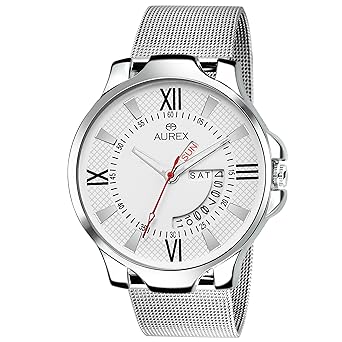 Analog White Dial Day and Date Functioning Mens and Boys Watch (AX-GR129-WHC)