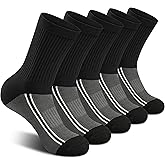 Gonii Men's Athletic Crew Socks，5 Pairs Cushioned Boot Moisture Athletic Socks for Hiking Sports Running Workout