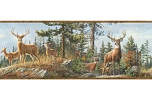 Chesapeake HTM48463B Fern Purple Whitetail Portrait Wallpaper Border