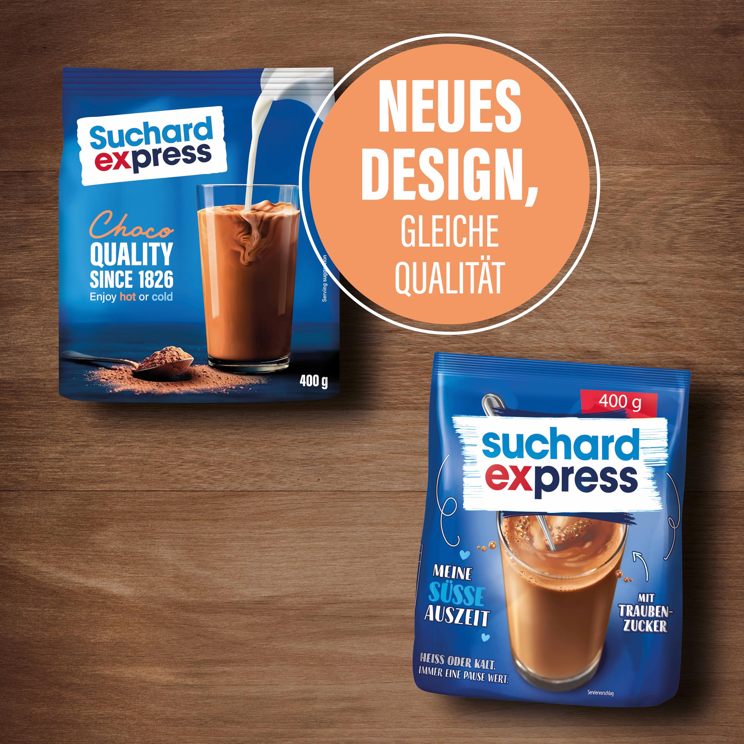 Suchard Express 400g Beutel, Getränkepulver für heiße Schokolade, Nachfüllbeutel, Kakao für kalte oder warme Milch 2