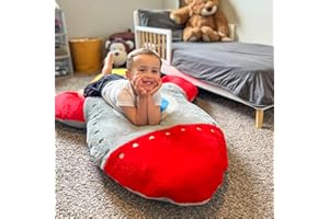 FluffyFloor Cushion Blast Off Rocket Ship Inflatable Floor Pillow, Kids' Soft and Cozy Floor Seat, Colorful Room Décor for Bedroom or Playroom, Boys & Girls Ages 3+