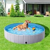 Yaheetech PVC Foldable Pet Pool 140x30cm Extra Large Indoor Outdoor Gray view 2