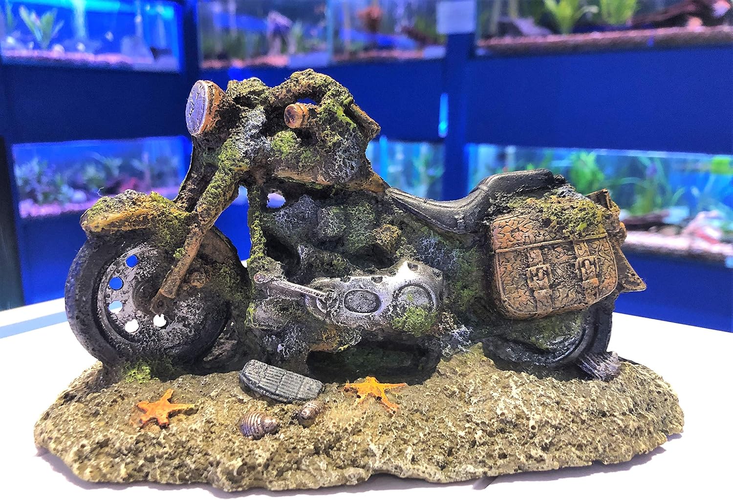 Mezzaluna Gifts Motorbike Wreckage Aquarium Fish Tank Decaying