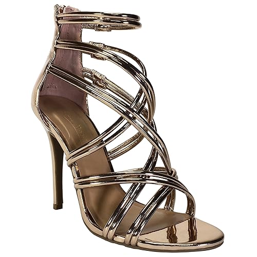 anne michelle rose gold heels