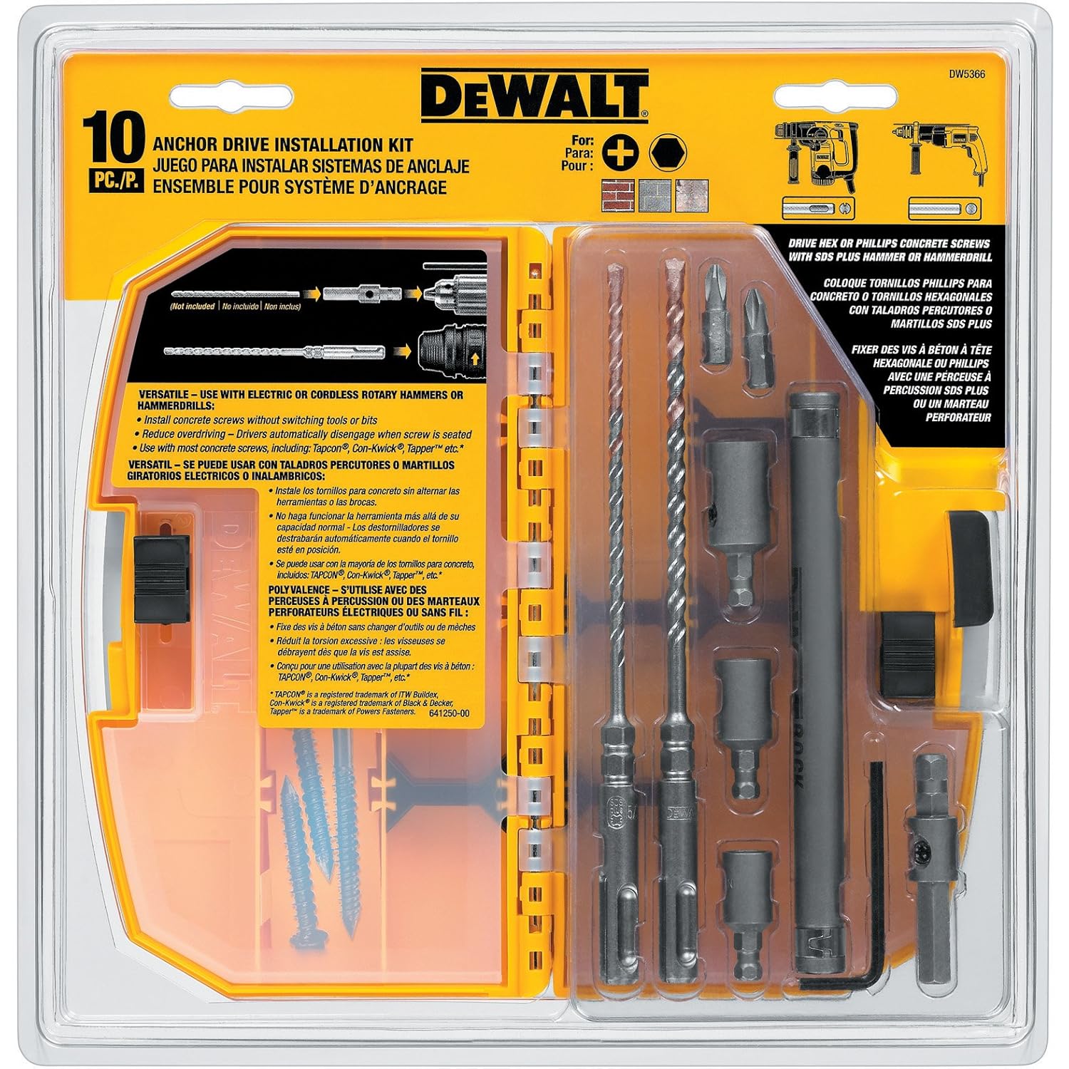 DEWALT DW5366 Anchor Drive Kit 10-Pieces
