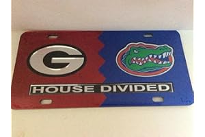 CRAFTIQUE Georgia Bulldogs/ Florida Gators House Divided Laser Cut License Plate Tag