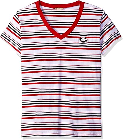 UG Apparel Women's Plus Size University of Georgia Bulldogs Striped Tailgate T-Shirt at Amazon 
