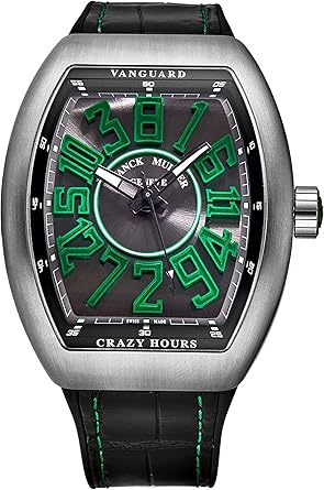 Franck Muller Men's 45CHTTBRVR 'Vanguard' Silver/Green Crazy Hour Dial Titanium Automatic Watch