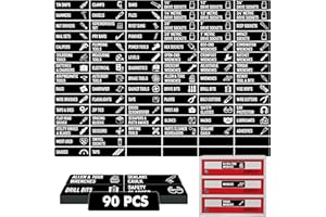 VANTASII 90 PCS Magnetic Toolbox Labels, 82 Pre-Printed & 8 Blanks Large Size Tool Chest Organizer Labels Strong Magnetic & Easy to Read Printing Fits All Brands of Steel Tool Box Drawers (Black, 3.5” x 1”)