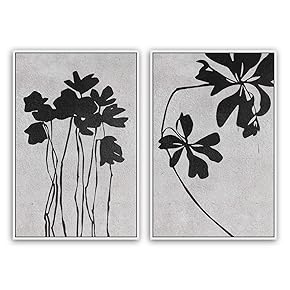 SIGNWIN 2 Piece Framed Canvas Wall Art Black...