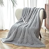 Heated Throw Blanket Double Sided Sherpa, Soft Heating Electric Blanket for Bed, Automatic Safety System, 6 Heating Levels & 4 Hours Auto-Off, 50"x60" Arctic Grey