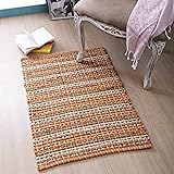Cotton Chindi Bath Rug 24x36-100% Cotton Soft Absorbent and Machine Washable Shower Bath Rug -Mustard Combo,Bathroom Bath Rug