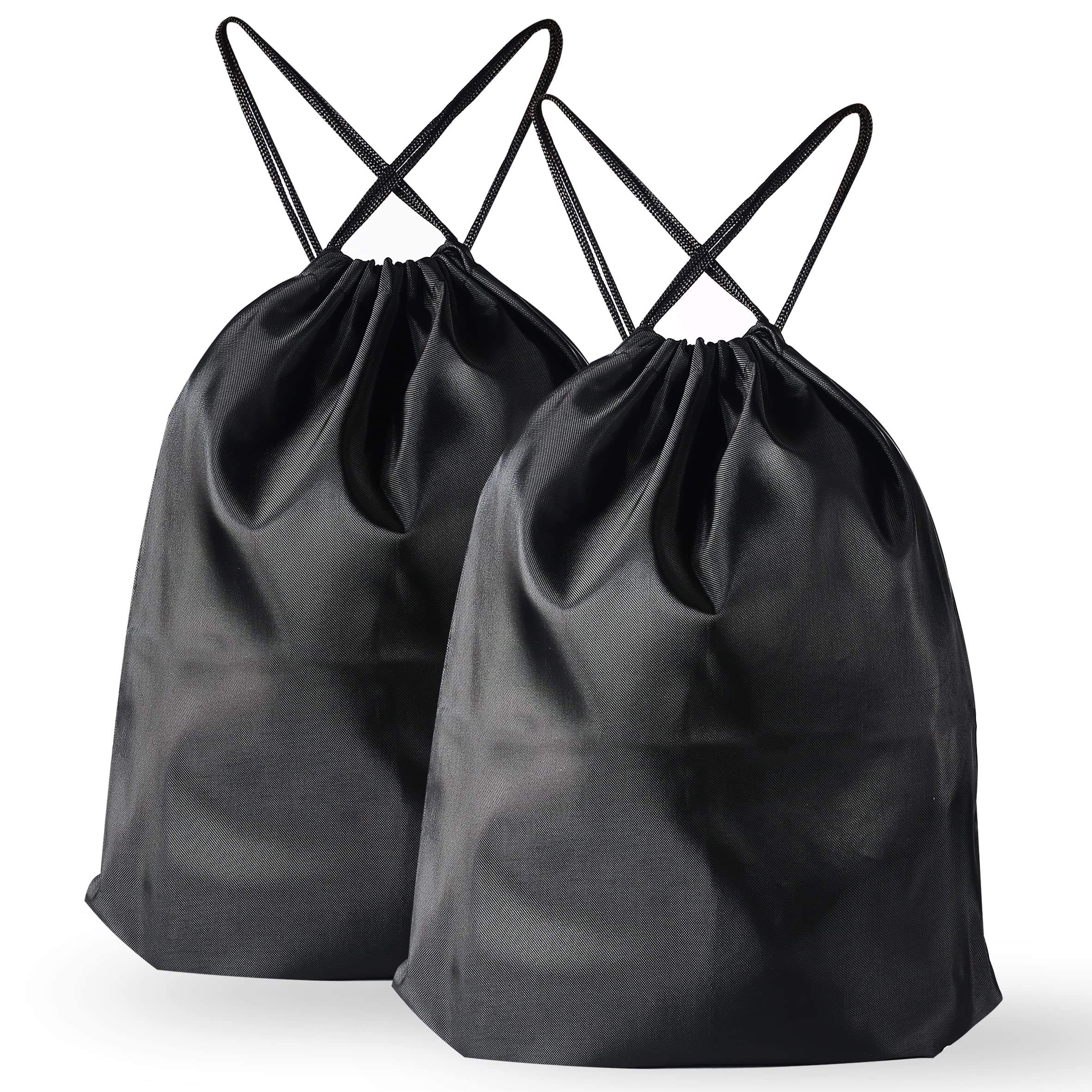 MOSTFUN Drawstring Gym Bags, 2-Pack Black Swim Bags with Thick Strings for Sports, School, Swimming, Travel, Beach